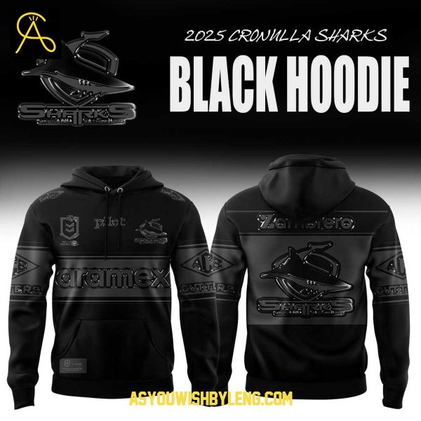 Cronulla Sharks 2025 Season Back In Black Hoodie T-Shirt