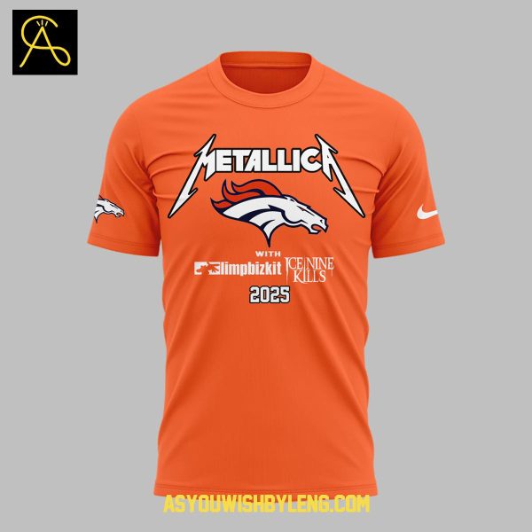 Denver Broncos Orange 2025 M72 World Tour Metallic Hoodie T-Shirt