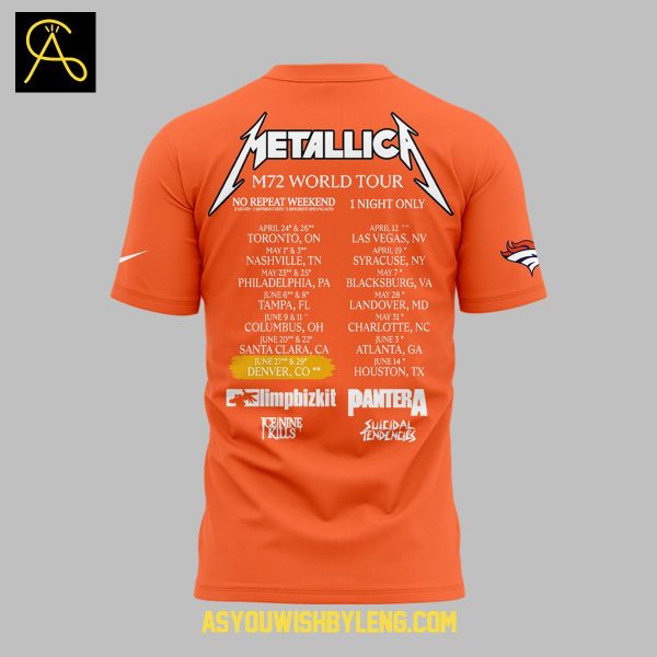 Denver Broncos Orange 2025 M72 World Tour Metallic Hoodie T-Shirt