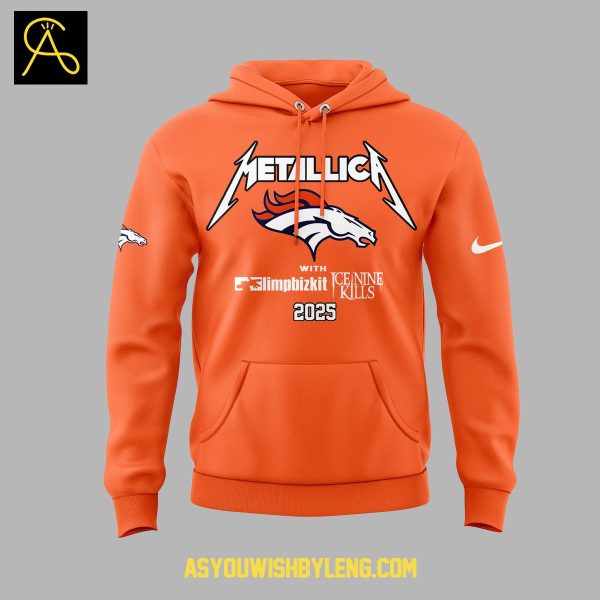 Denver Broncos Orange 2025 M72 World Tour Metallic Hoodie T-Shirt