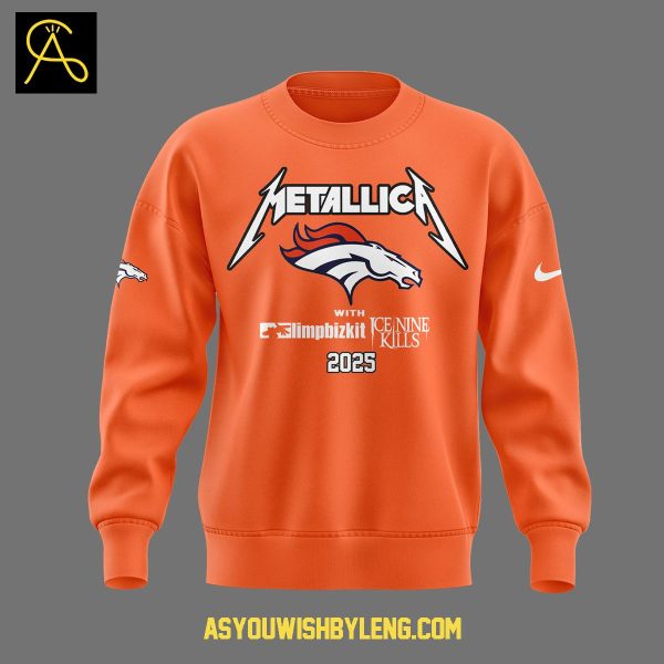Denver Broncos Orange 2025 M72 World Tour Metallic Hoodie T-Shirt