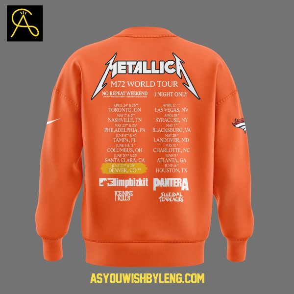 Denver Broncos Orange 2025 M72 World Tour Metallic Hoodie T-Shirt