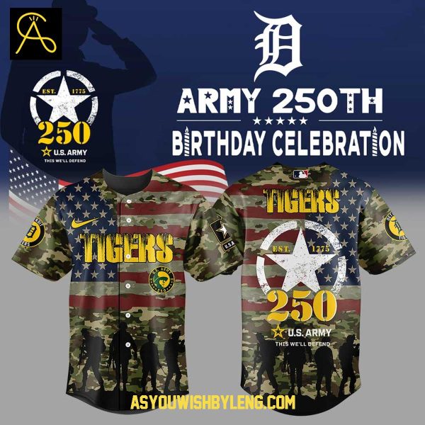 Detroit Tigers U.S. Army 250th Birthday Celebration 2025 Baseball Jersey
