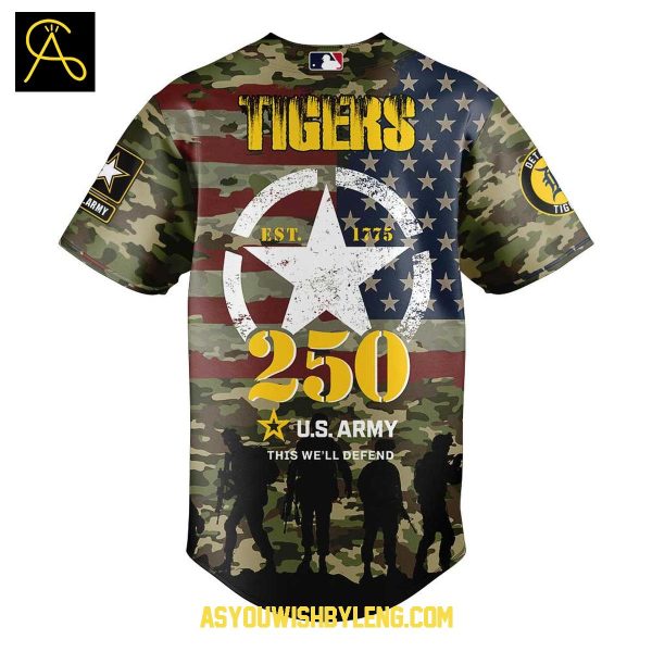 Detroit Tigers U.S. Army 250th Birthday Celebration 2025 Baseball Jersey