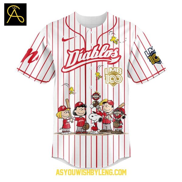 Diablos Rojos del México Snoopy Peanuts 100 Years Of History Baseball Jersey