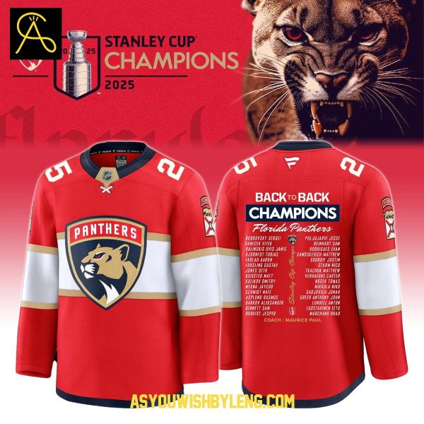 Florida Panthers Champs Back to Back 2025 Stanley Cup Hockey Jersey