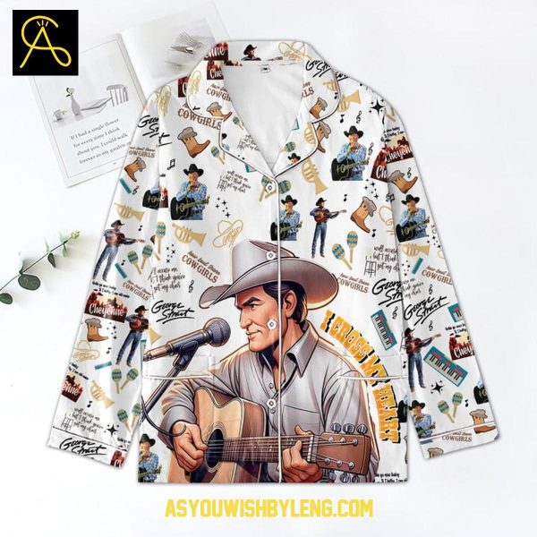 George Strait I Cross My Heart 2025 Silk Satin Pajamas Set