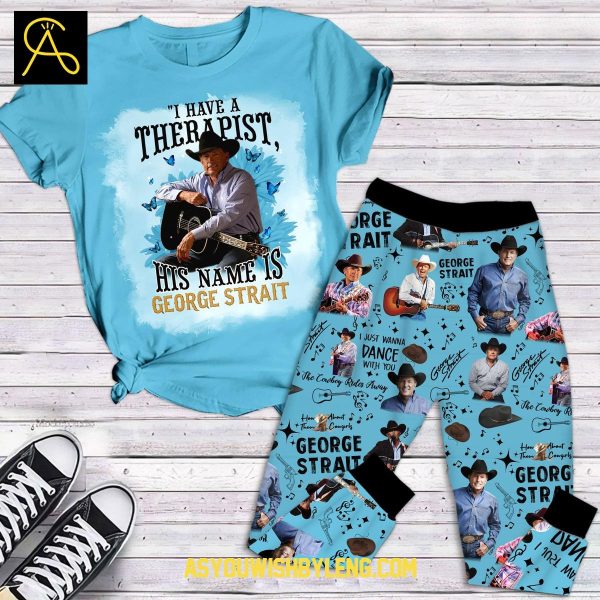 George Strait Is My Therapist Fleece Pajamas Set