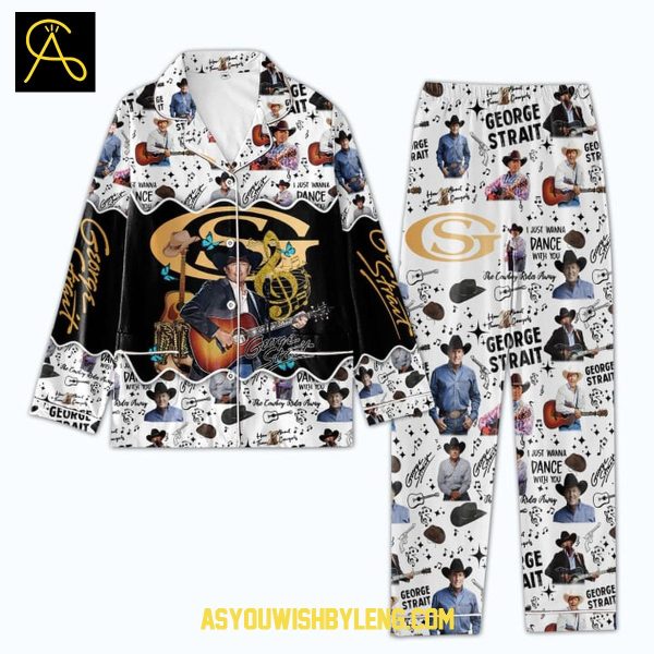 I Just Wanna Dance With George Strait 2025 Silk Satin Pajamas Set