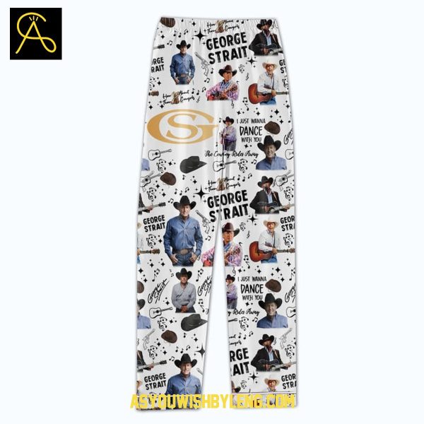 I Just Wanna Dance With George Strait 2025 Silk Satin Pajamas Set