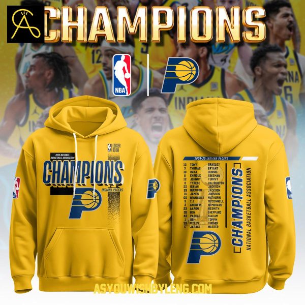 Indiana Pacers 2025 NBA Champions Proud Fan Yellow Hoodie T-Shirt