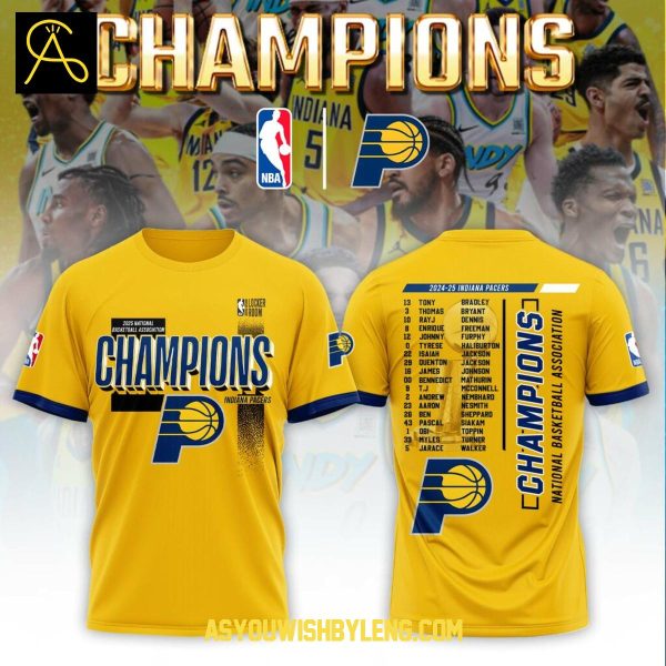 Indiana Pacers 2025 NBA Champions Proud Fan Yellow Hoodie T-Shirt