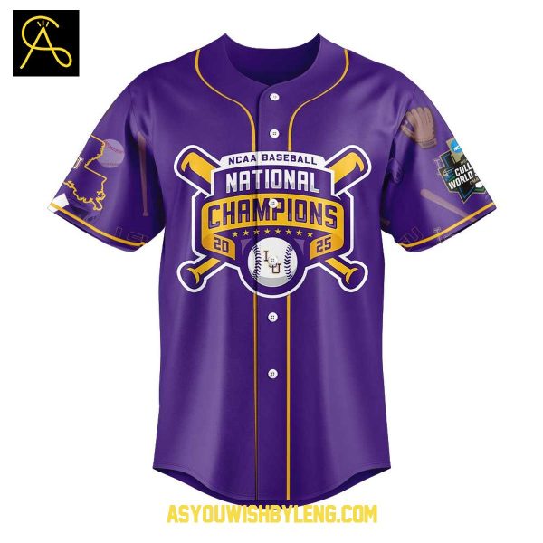 LSU Tigers 2025 NCAA Baseball College World Series Champions Baseball Jersey