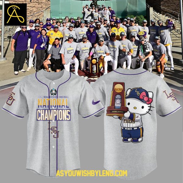 LSU Tigers Hello Kitty 2025 NCAA College World Series Champions Baseball Jersey