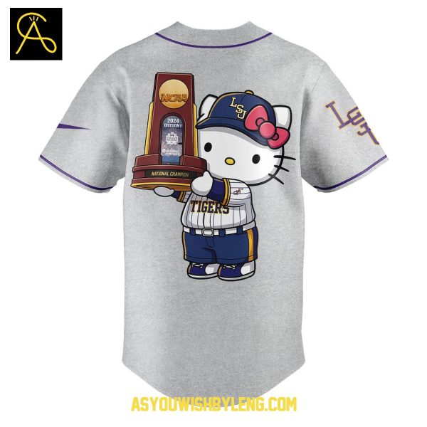 LSU Tigers Hello Kitty 2025 NCAA College World Series Champions Baseball Jersey