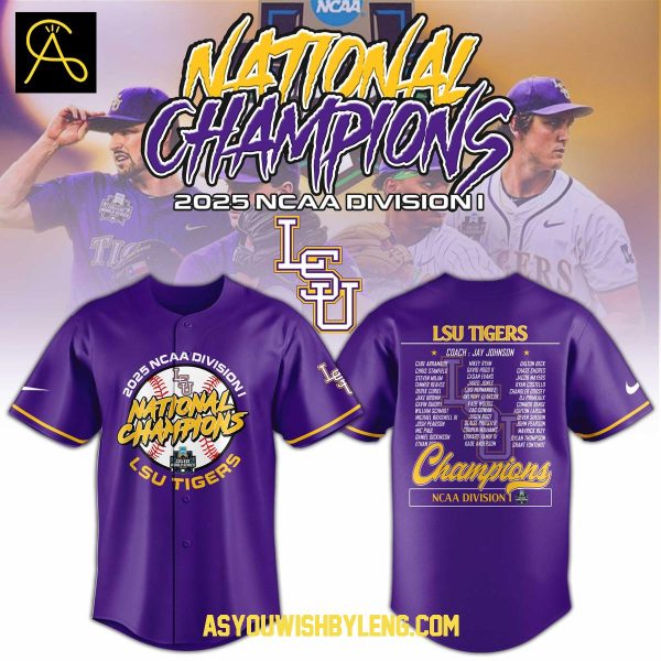 LSU Tigers NCAA Division Baseball Champion 2025 Baseball Jersey