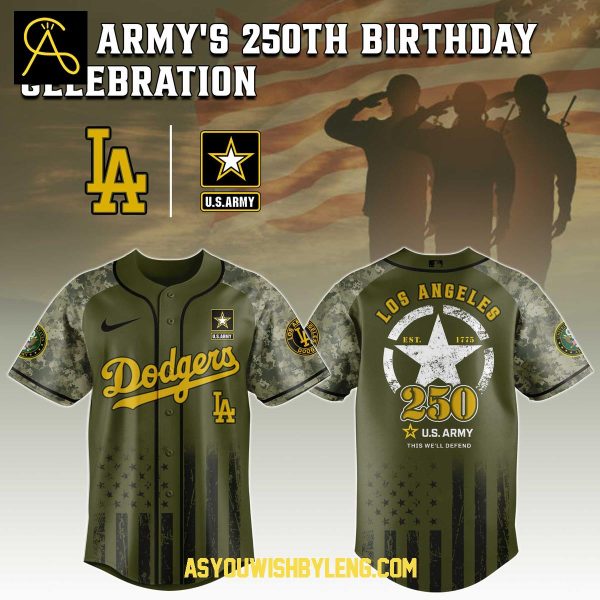Los Angeles Dodgers US Army 250th Birthday 2025 Baseball Jersey