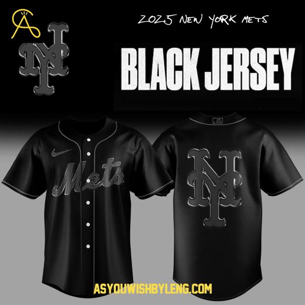 New York Mets Team Back In Black 2025 Personalized Baseball Jersey