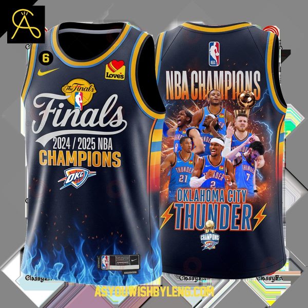 Oklahoma City Thunder Celebrate 2025 NBA Finals Champions Basketball Jersey