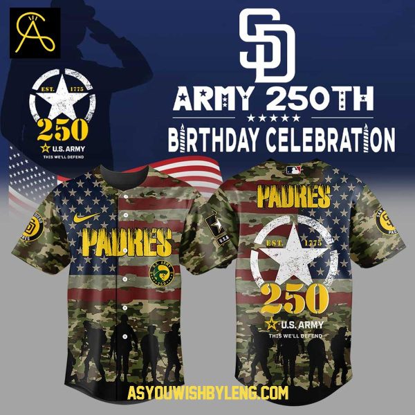 San Diego Padres U.S. Army 250th Birthday Celebration 2025 Baseball Jersey