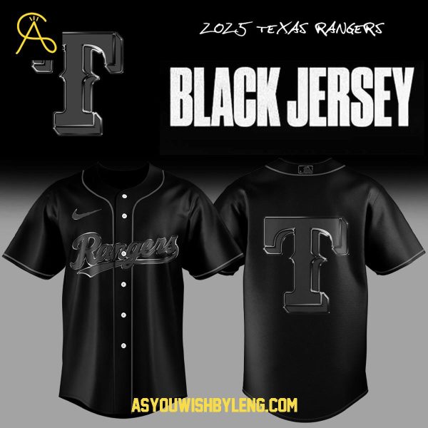 Texas Rangers Team Back In Black 2025 Personalized Baseball Jersey