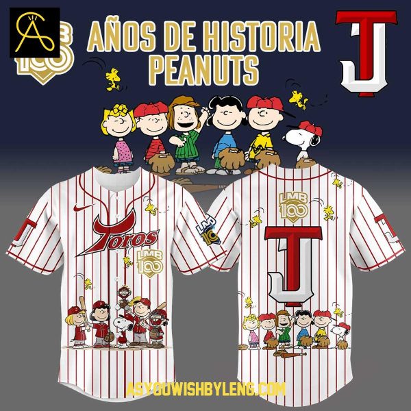 Toros de Tijuana Snoopy Peanuts 100 Years Of History 2025 Baseball Jersey