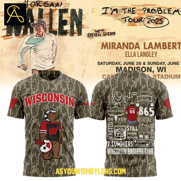 Wisconsin Badgers Morgan Wallen I’m The Problem Tour 2025 Hoodie T-Shirt