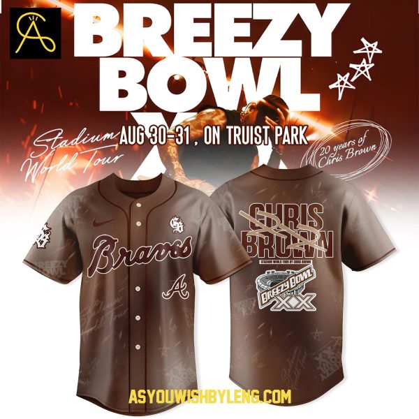 Atlanta Braves Chris Brown 2025 Breezy Bowl XX Tour Celebration Baseball Jersey