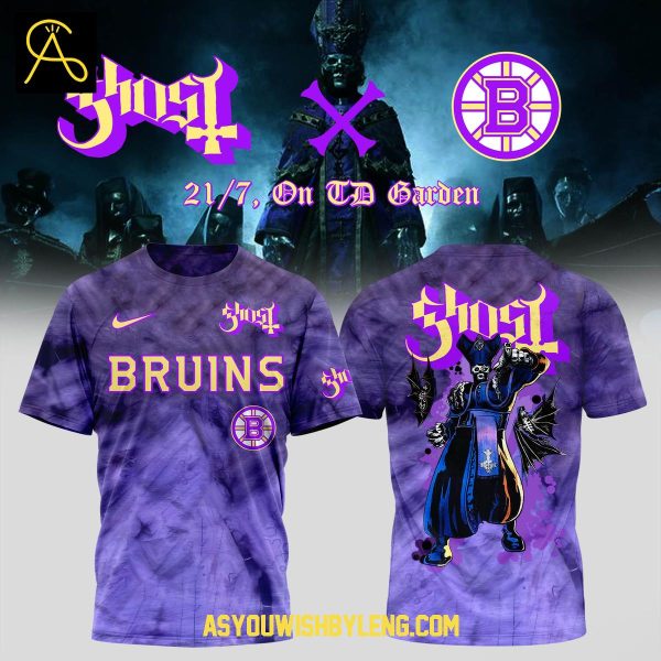 Boston Bruins 2025 Celebrate Ghost Band World Tour Hoodie T-Shirt