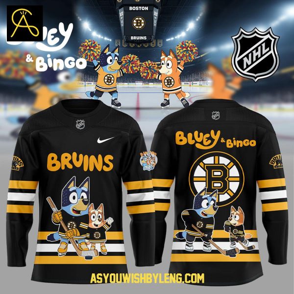 Boston Bruins Bluey Heeler And Bingo 2025 Hockey Jersey