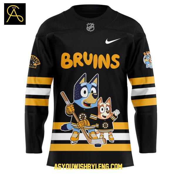 Boston Bruins Bluey Heeler And Bingo 2025 Hockey Jersey
