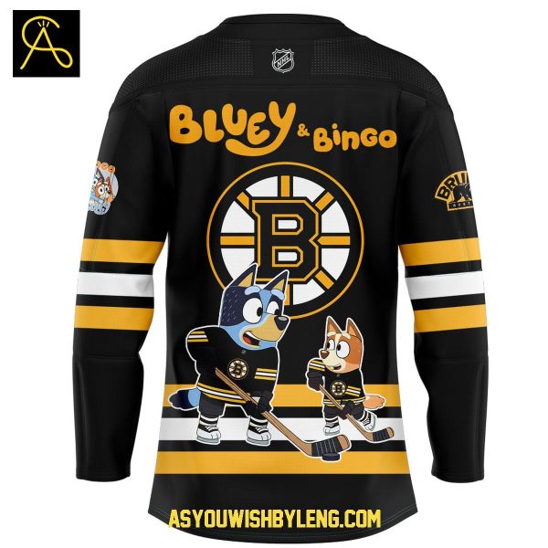 Boston Bruins Bluey Heeler And Bingo 2025 Hockey Jersey