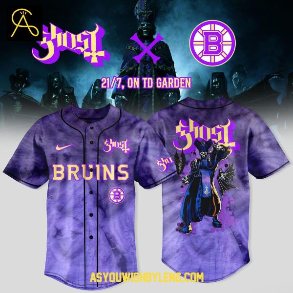 Boston Bruins Ghost 2025 Celebration World Tour Baseball Jersey