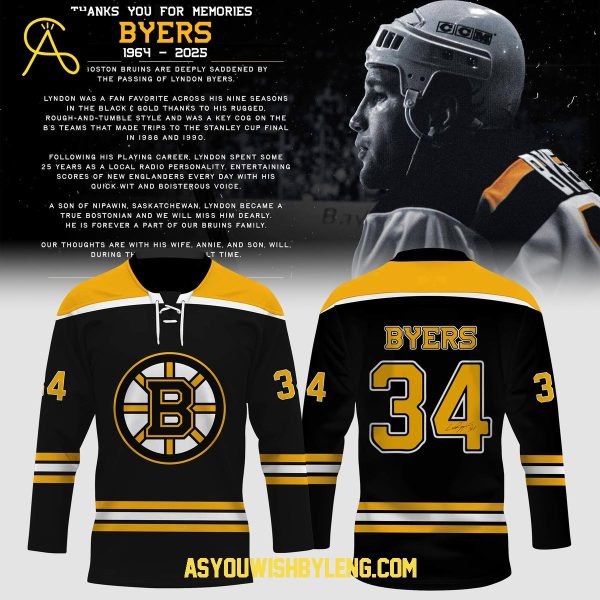 Boston Bruins Thanks You For Memories BYERS 1964 – 2025 Hockey Jersey