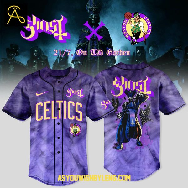 Boston Celtics 2025 Celebrate Ghost Band World Tour Baseball Jersey
