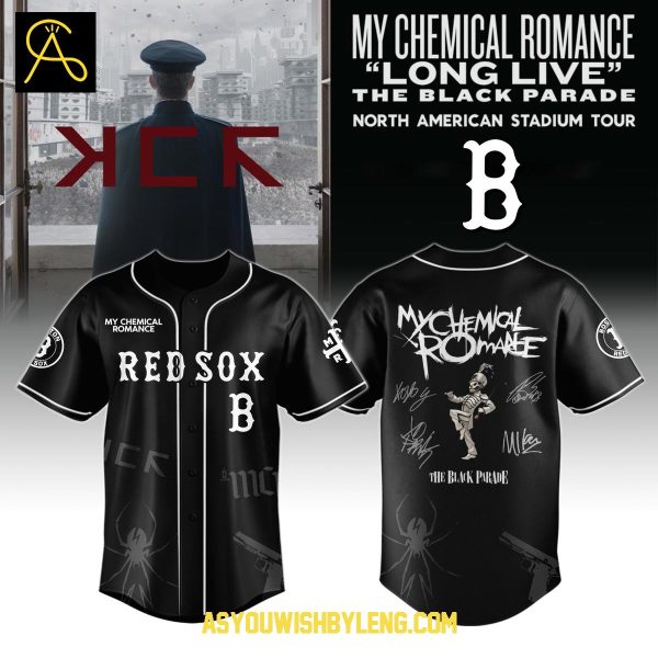 Boston Red Sox My Chemical Romance 2025 Tour Full Black Baseball Jersey