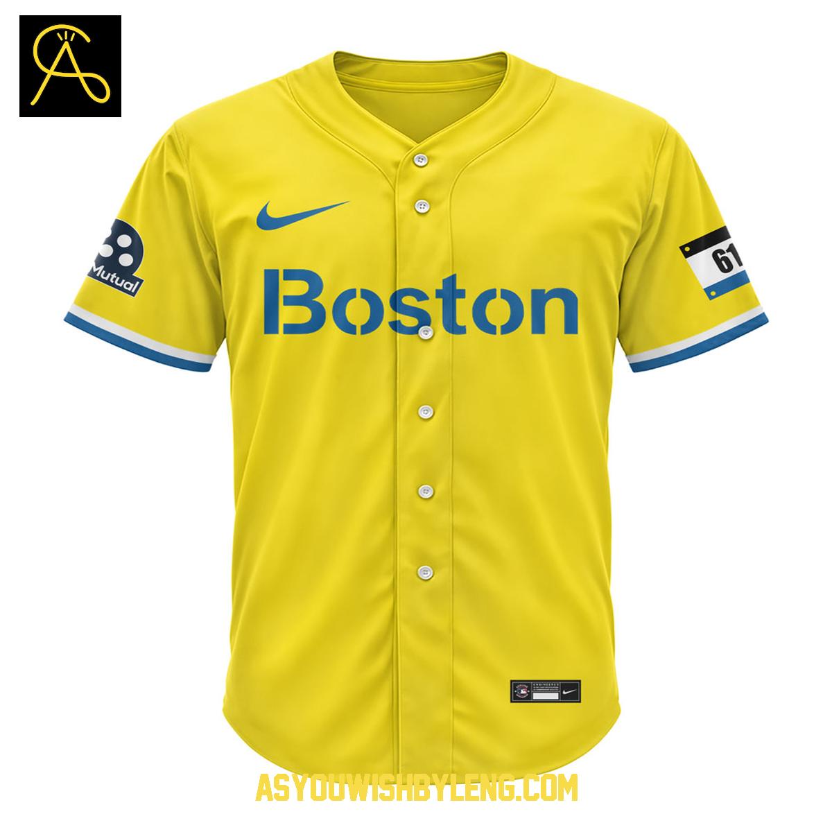 Boston Red Sox Yellow Light Blue City Connect Baseball Jersey Boston Red Sox Yellow Light Blue City Connect Baseball Jersey
