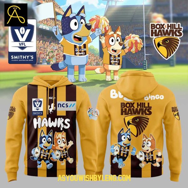 Box Hill Hawks Celebrating Bluey Bingo 2025 Hoodie T-Shirt