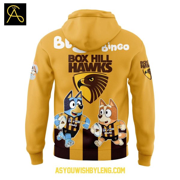 Box Hill Hawks Celebrating Bluey Bingo 2025 Hoodie T-Shirt