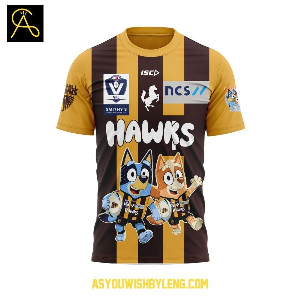 Box Hill Hawks Celebrating Bluey Bingo 2025 Hoodie T-Shirt