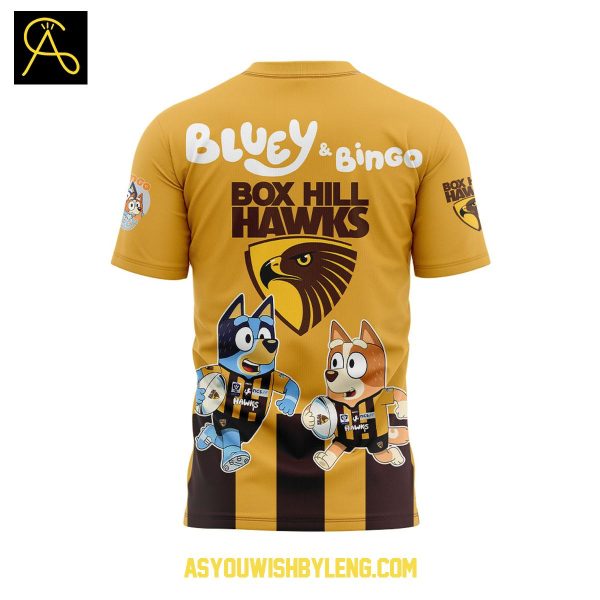 Box Hill Hawks Celebrating Bluey Bingo 2025 Hoodie T-Shirt