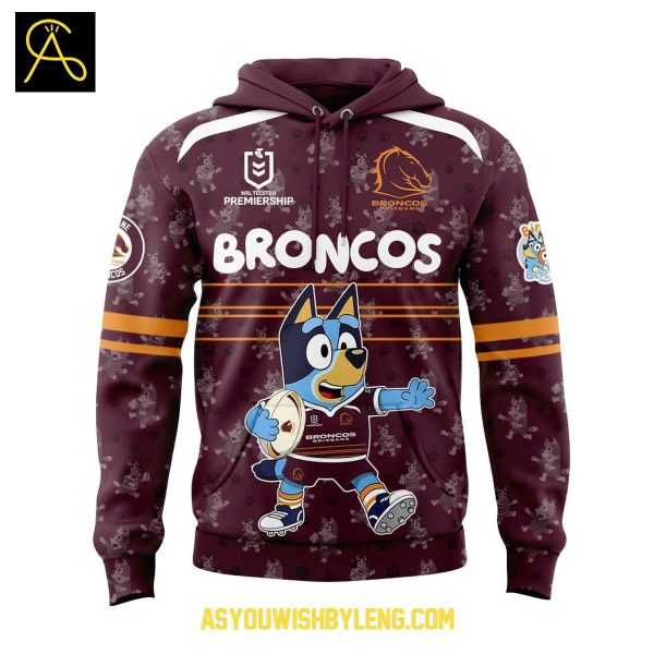Brisbane Broncos 2025 Bluey Heeler Rugby Hoodie T-Shirt