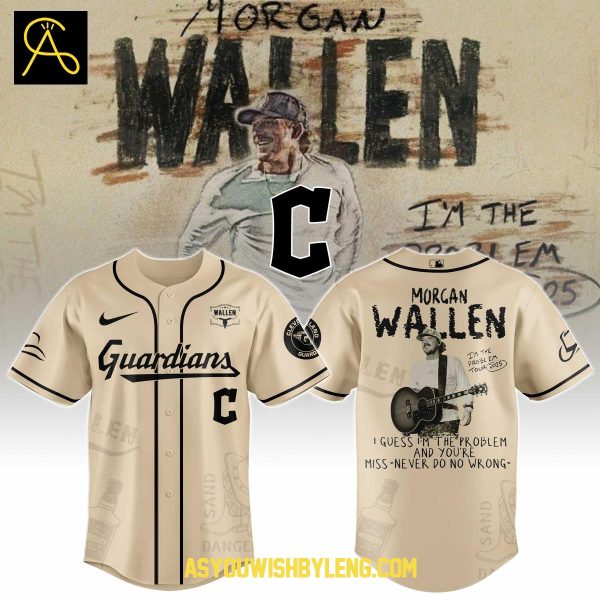 Cleveland Guardians Morgan Wallen 2025 I’m The Problem Tour Baseball Jersey
