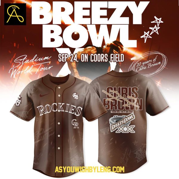 Colorado Rockies Chris Brown 2025 Breezy Bowl XX Tour Celebration Baseball Jersey