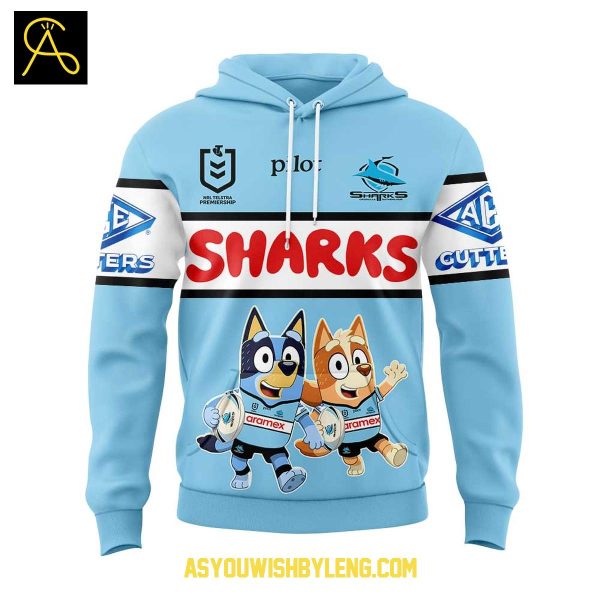 Cronulla Sharks Bluey And Bingo 2025 Heeler Family Hoodie T-Shirt