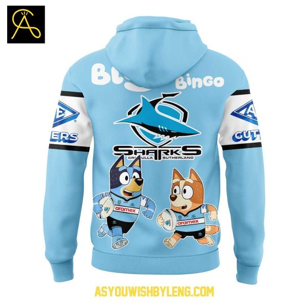 Cronulla Sharks Bluey And Bingo 2025 Heeler Family Hoodie T-Shirt