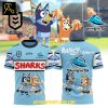 Cronulla Sharks Bluey And Bingo 2025 Heeler Family Hoodie T Shirt