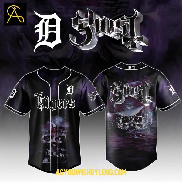 Detroit Tigers Ghost Band Skeletour World Tour 2025 Celebration Baseball Jersey