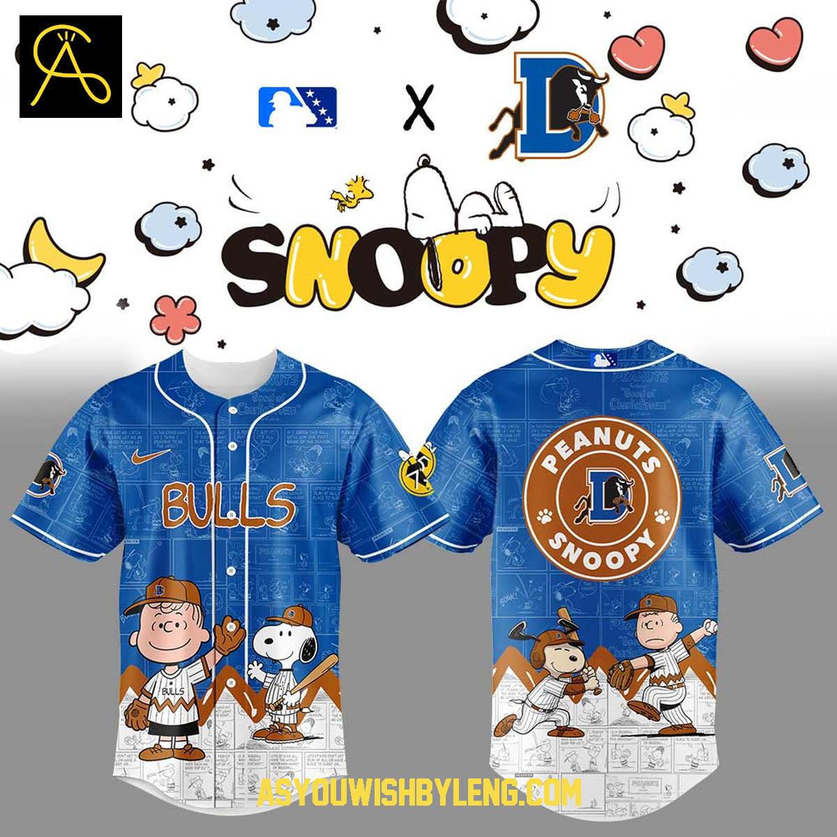Durham Bulls MiLB Snoopy 2025 Peanuts Celebrate Baseball Jersey Durham Bulls MiLB Snoopy 2025 Peanuts Celebrate Baseball Jersey