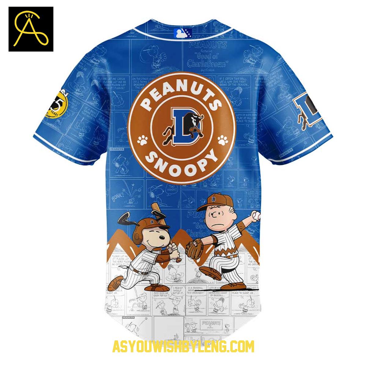 Durham Bulls MiLB Snoopy 2025 Peanuts Celebrate Baseball Jersey Durham Bulls MiLB Snoopy 2025 Peanuts Celebrate Baseball Jersey